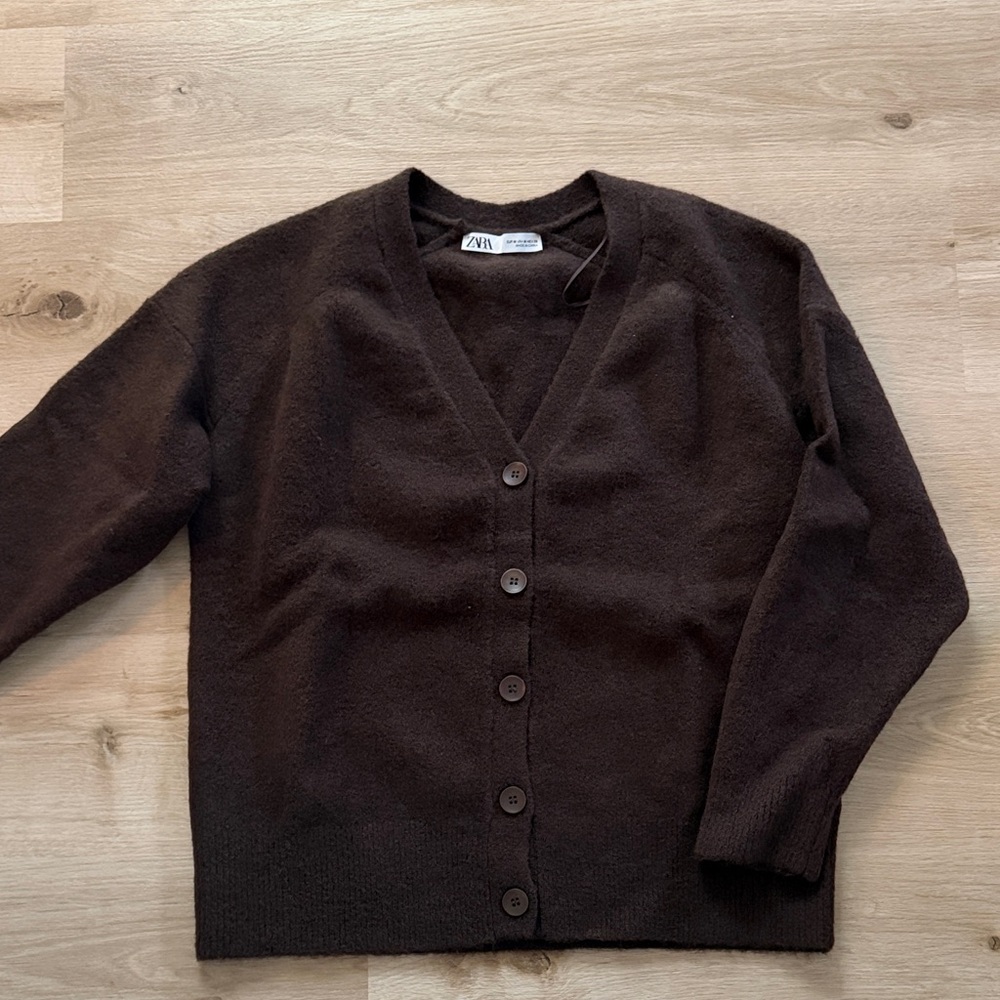 Zara Dark Brown Knit Cardigan
